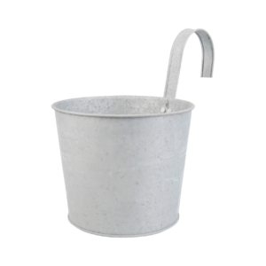 Old zinc flower pot with hook