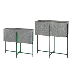 Rectangular flower pot ons stand, set of two