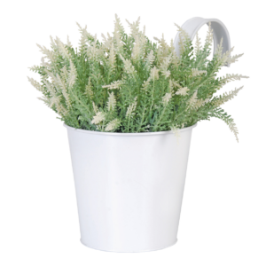 Balcony flower pot with hook round white