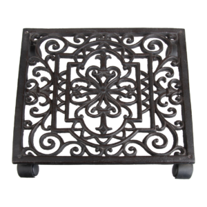 Indoor cast iron square plant trolley L