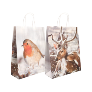 Paper bag robin/deer L