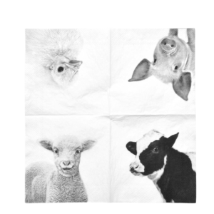 Paper napkins farm animals b/w S