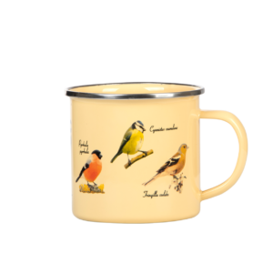 Enamel mug birds