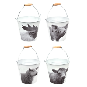 Bucket farm animals b/w ass.