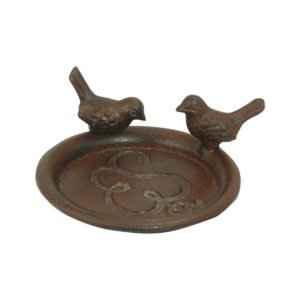 Pot saucer with birds rust