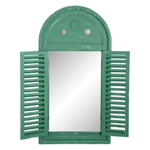 Mirror Louvre distressed green